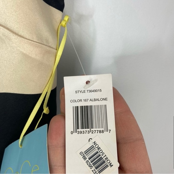 CeCe by Cynthia Steffe Size 6 Satin Black Champagne Fit and Flare Dress NEW! NWT - Picture 5 of 9